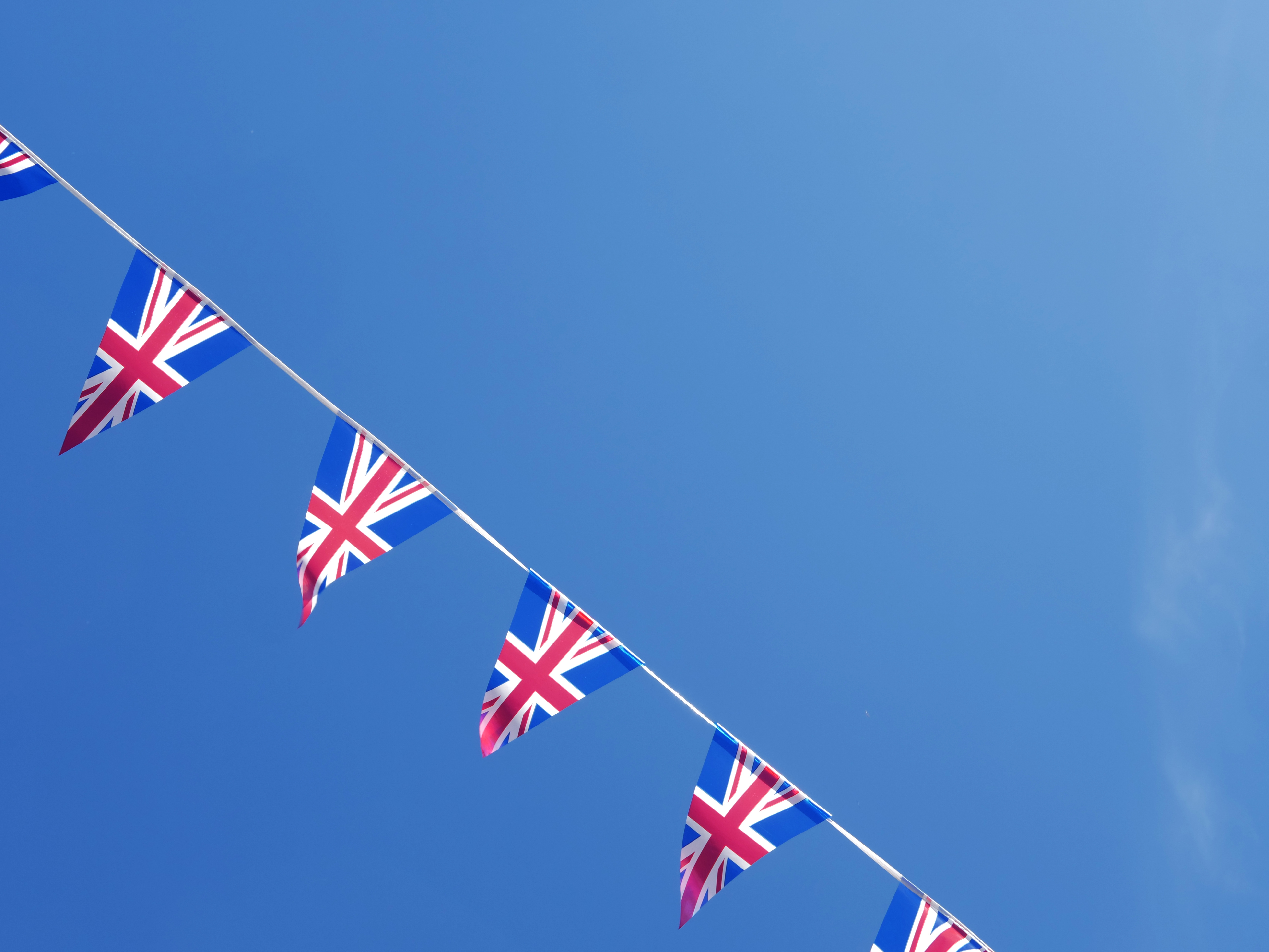 Union Jack Bunting against a blue sky