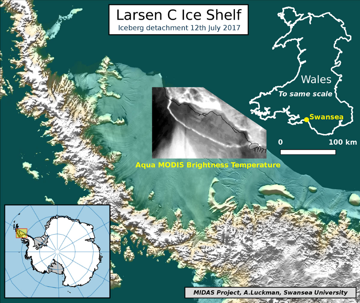 The iceberg on a map