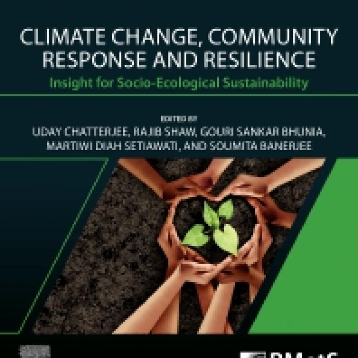 Climate Change Community Response and Resilience front cover featuring hands surrounding a shoot to form a heart shape
