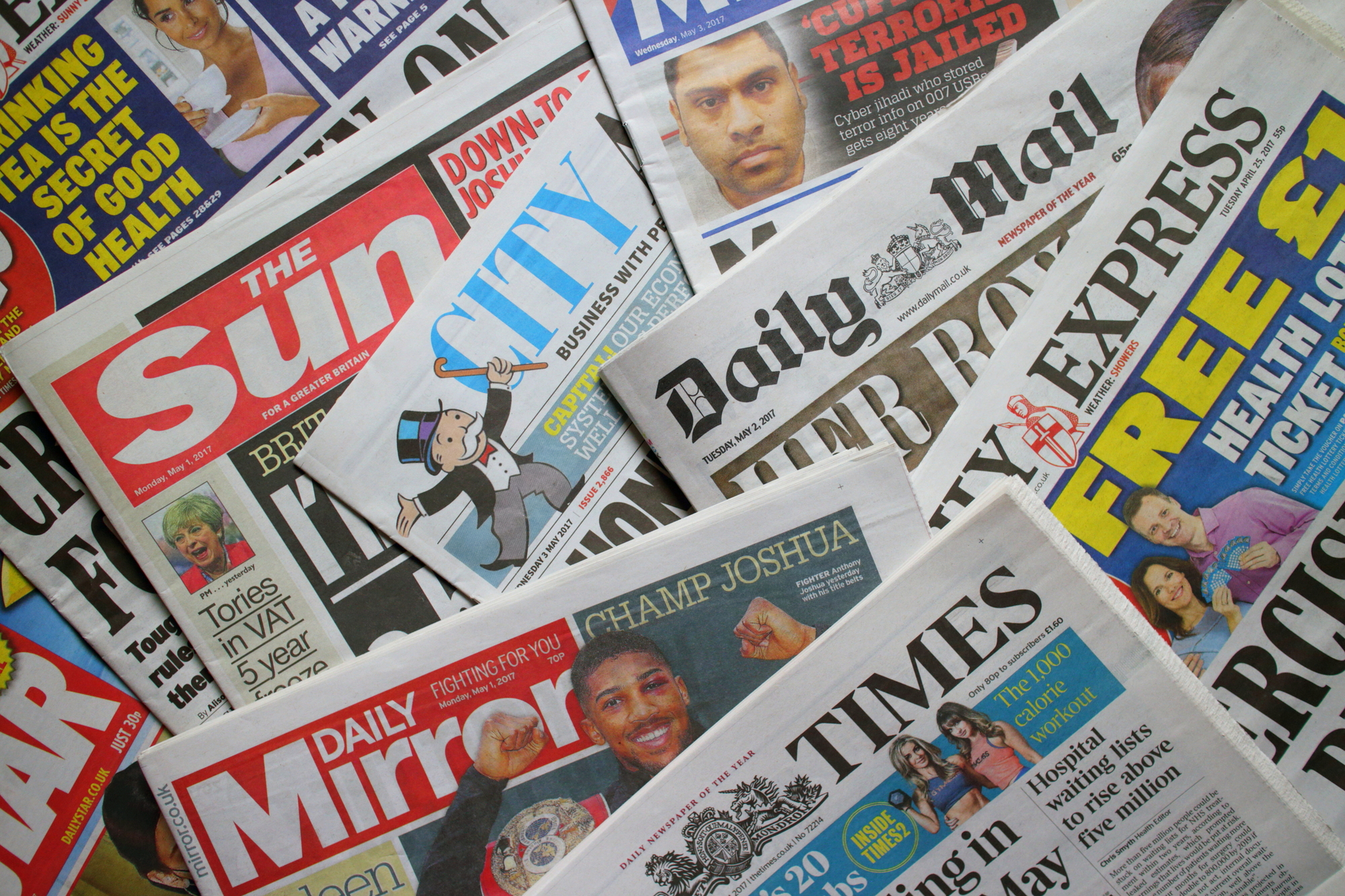 A selection of British newspapers