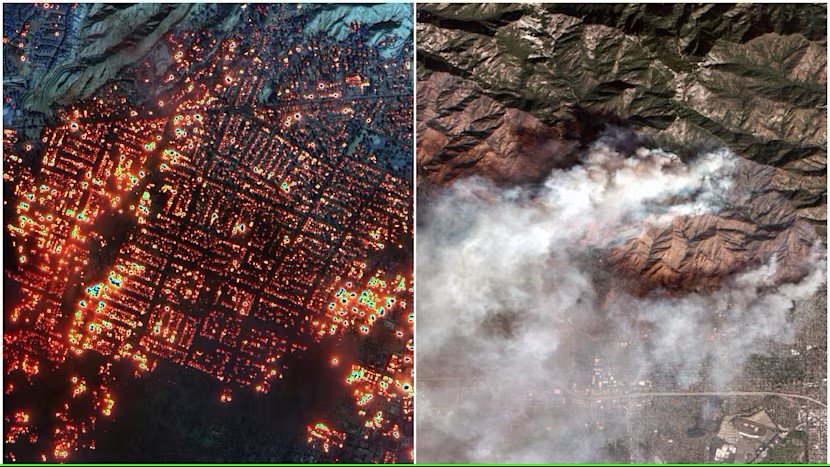 Los Angeles has been engulfed by wildfires. Credit Maxar Technologies via AP