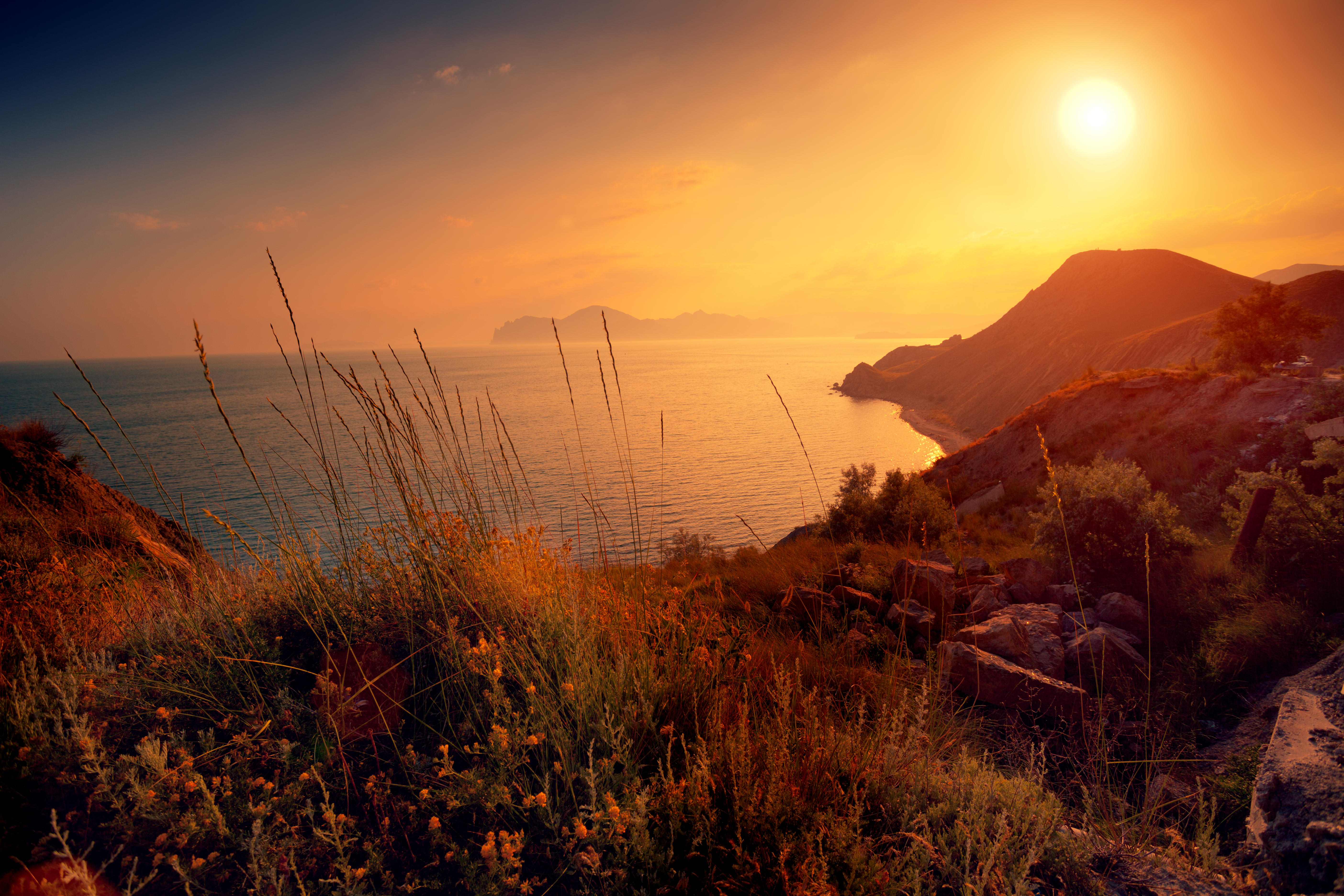 Sunset over a mountain top