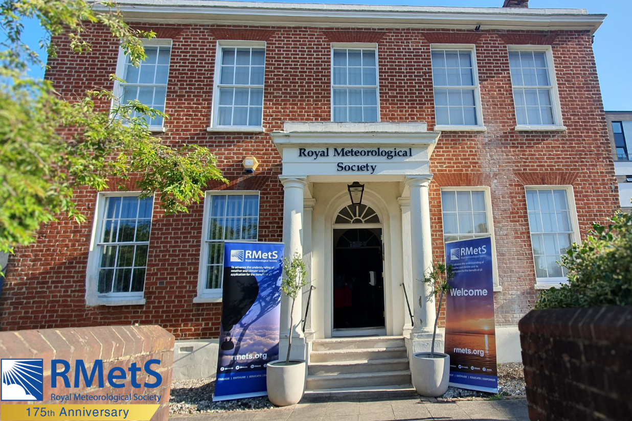 RMetS Building with 175 anniversary logo