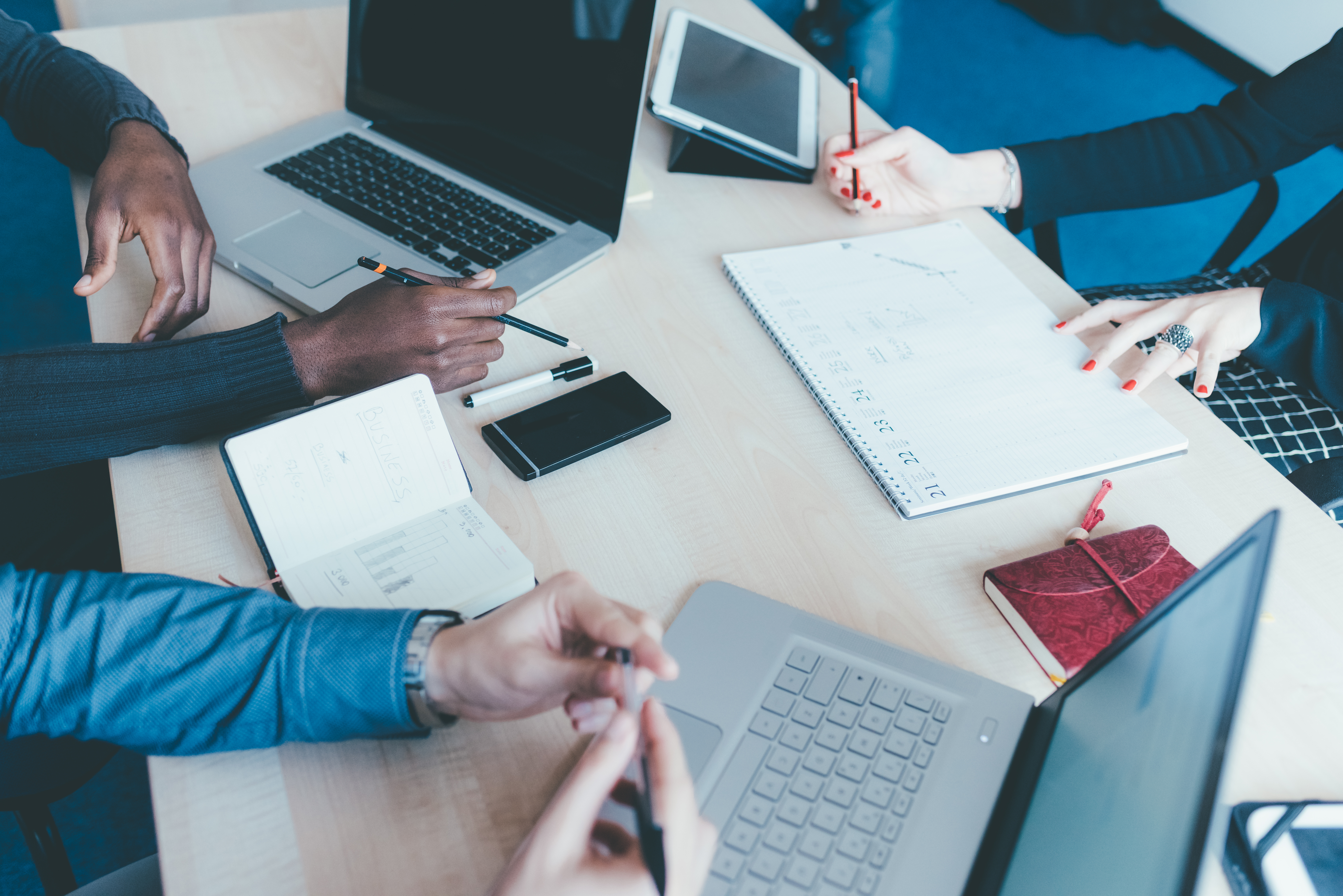 Employees working at an office