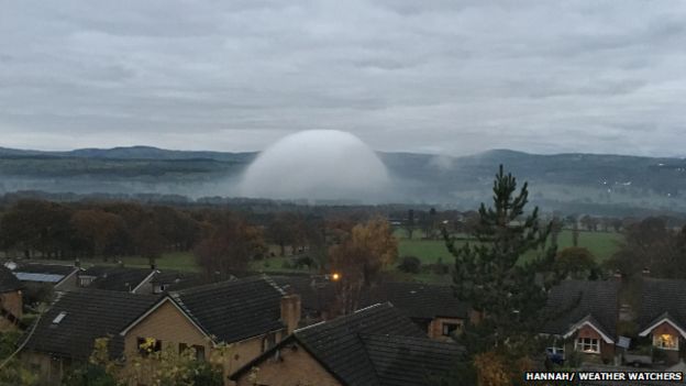 Fog dome captured in county Denbighshire, north east Wales