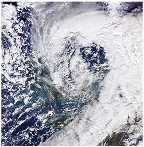 Satellite image of Storm Eunice