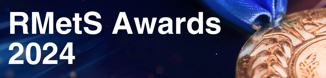 The words "RMetS Awards" in white text on dark blue background