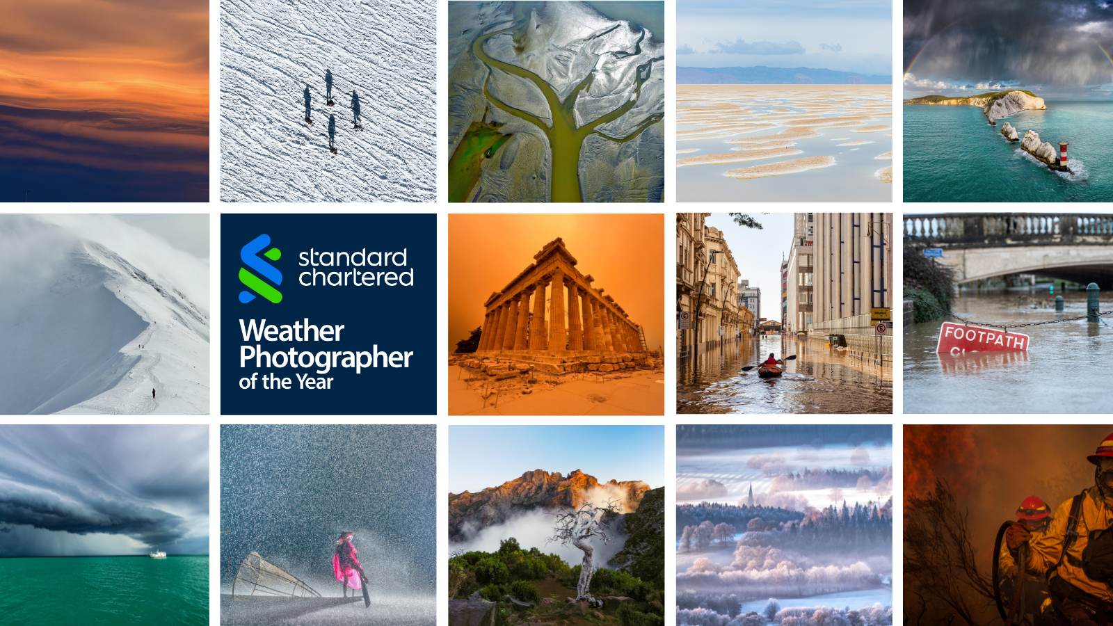 A selection of weather photography images in a grid