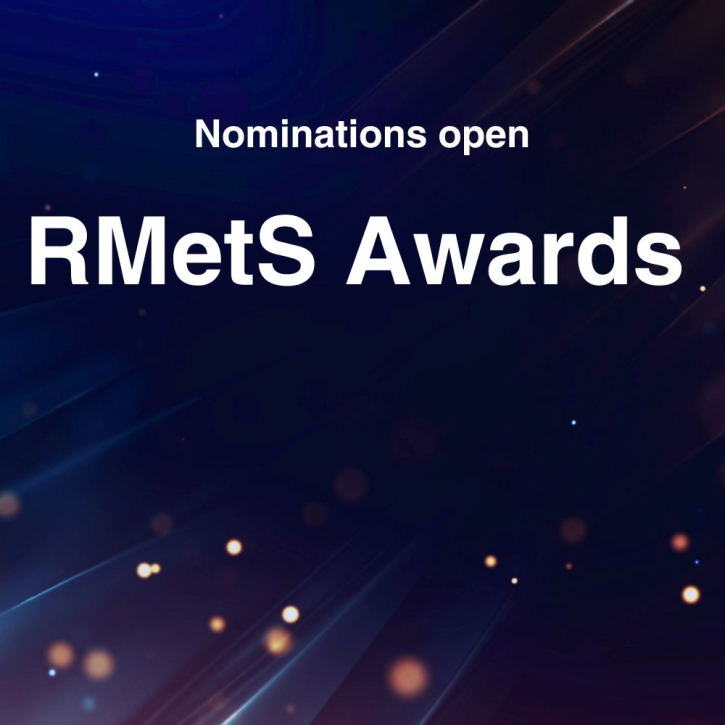 The words "RMetS Awards" in white text on dark blue background