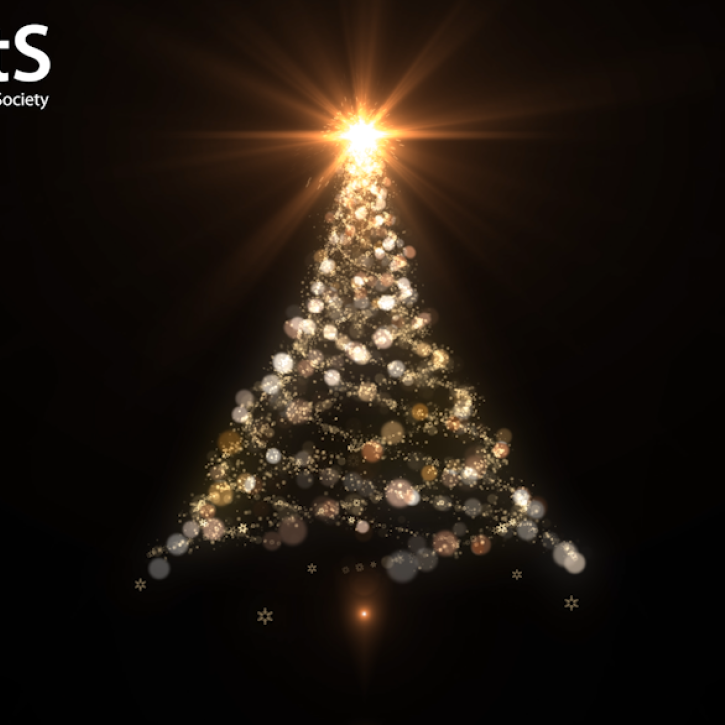 RMetS logo in  white, with a gold Christmas Tree gradually lighting up